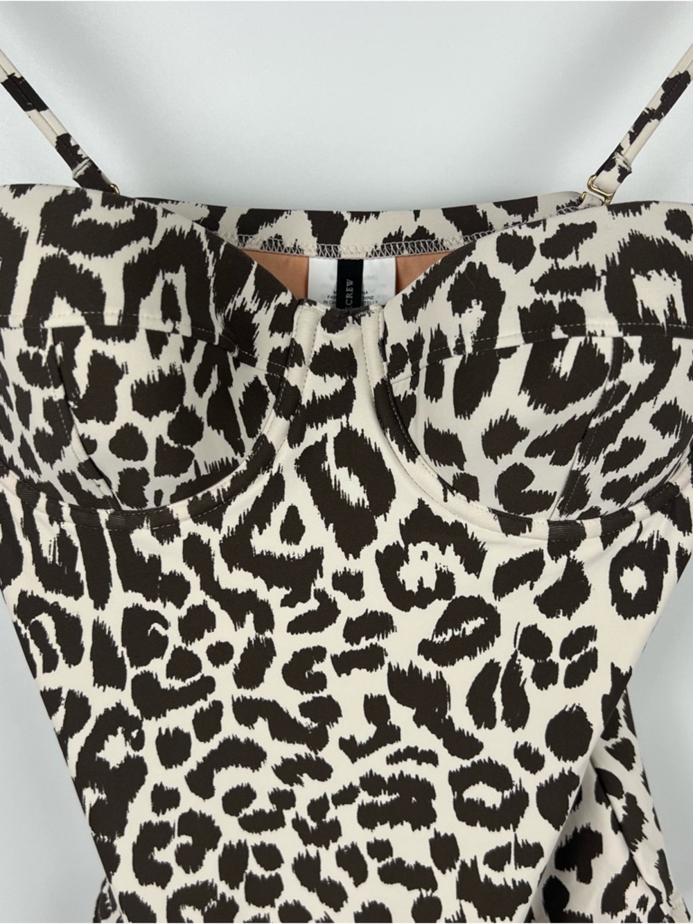 J. Crew Underwire One Piece Swimsuit Leopard Print 2020 Beach Resort Size 4 - Picture 5 of 12